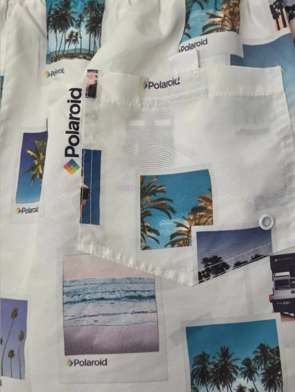 Polaroid Men's 2XL Swim Trunks Retro Instant Camera Vacation Print